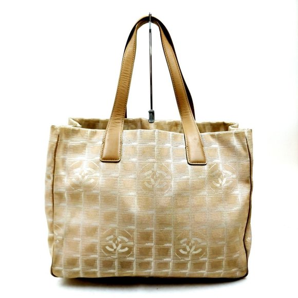 Chanel travel line Beige tan airplane  carry on hand bag purse jacquard - Picture 1 of 9
